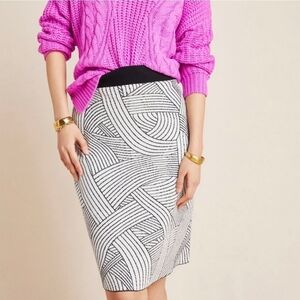 Anthropologie Maeve jovana Sweater Pencil skirt Black and White